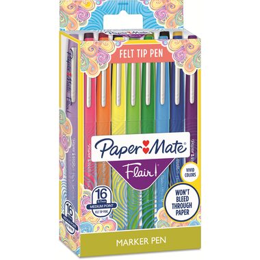 Papermate, PAPERMATE Nylon Flair Faserschreiber 2061394 ass. 16 St&uuml;ck