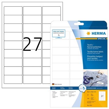 HERMA, HERMA Etiketten SPECIAL 63.5x29.6mm 4511 weiss,non-perm. 540 St./20 Bl.