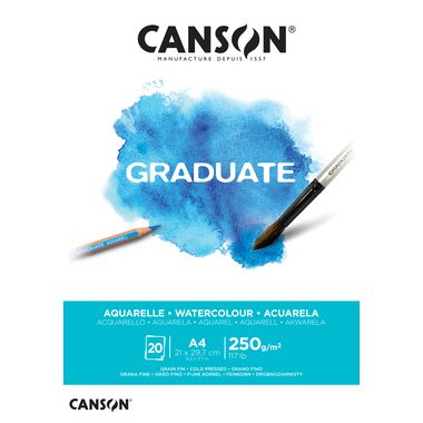 CANSON, CANSON Zeichenblock Graduate A4 400110374 20 Blatt, aquarell, 250g