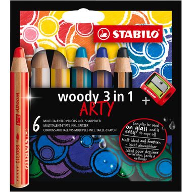 STABILO, STABILO Farbstifte woody 3in1 880/6-1-20 ARTY 6 St&uuml;ck
