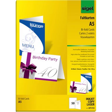 Sigel, SIGEL Faltkarten A5 DP910 weiss, 185g 50 St&uuml;ck