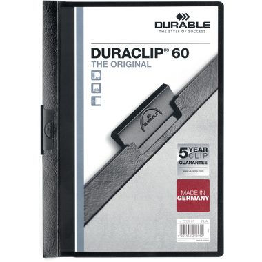 DURABLE, DURABLE Klemmhefter DURACLIP 60 2209/01 f&uuml;r 60 Blatt A4 schwarz