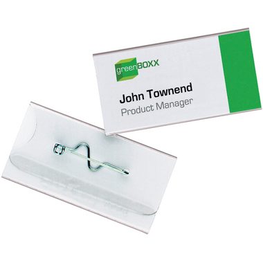 DURABLE, DURABLE Namensschild mit Wellennadel 8006/19 transp.,PVC, 60x30mm 100 Stk.