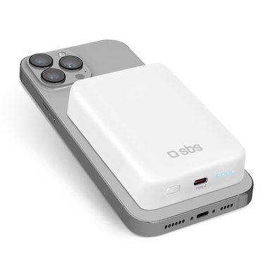 SBS, SBS, Powerbank, Kabellose magnetische 10&nbsp;000-mAh-Powerbank, kompatibel mit iPhone für MagSafe-Aufladung, Produkte & Wohnen