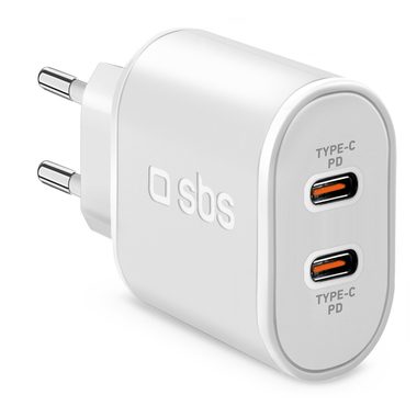 SBS, SBS, Power Delivery, 20 W Power Delivery-Wandladegerät mit zwei USB-C-Ausgängen, Produkte & Wohnen