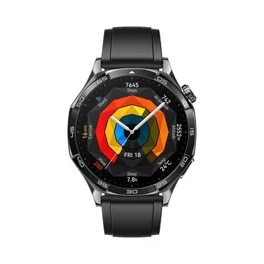 Huawei, HUAWEI WATCH GT 5 (46 mm) Smartwatch Edelstahl, Polymer-Komposit Fluorelastomer, 140?210 mm, Schwarz