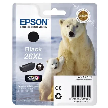 Epson, EPSON Tintenpatrone 26XL schwarz T262140 XP 700/800 500 Seiten