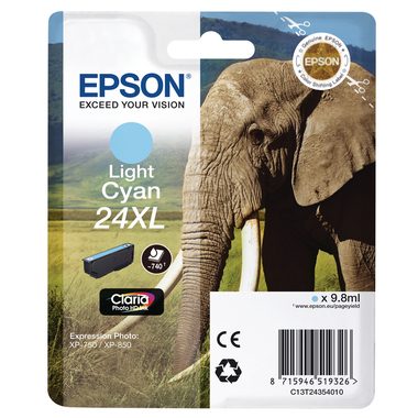 Epson, EPSON Tintenpatrone 24XL light cyan T243540 XP 750/850 500 Seiten