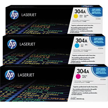 HP, HP Toner Tri-Pack 304A CMY CF372AM Color LaserJet CP2025 2800 S.