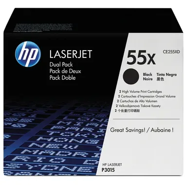 HP, HP Toner-Modul 55X schwarz CE255XD LaserJet P3015 2 St&uuml;ck
