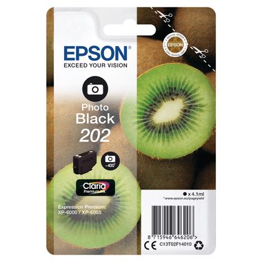 Epson, EPSON Tintenpatrone 202 ph.schwarz T02F140 XP-6000/6005 400 Seiten