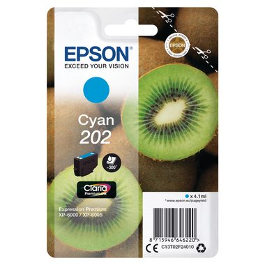 Epson, EPSON Tintenpatrone 202 cyan T02F240 XP-6000/6005 300 Seiten