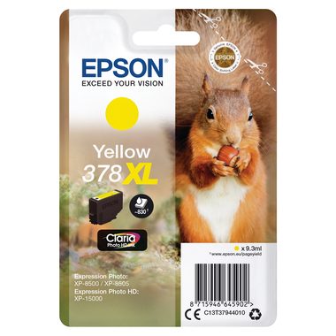 Epson, Epson -  Tintenpatrone 378XL yellow T379440 XP-8500/8505/15000 830 Seiten, One Size