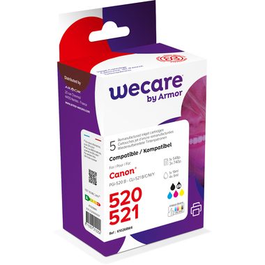 WECARE, WECARE Multi rebuilt 520/521 BKCMY CLI-521PACKWE z.Canon PIXMA MP 980 19/4x9ml