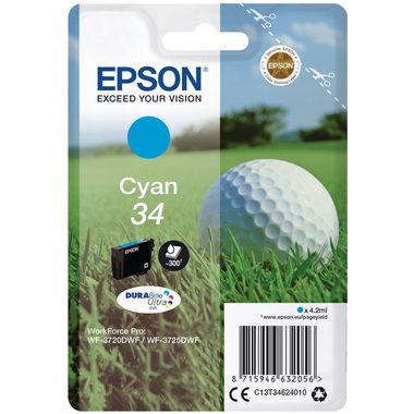 Epson, EPSON Tintenpatrone cyan T346240 WF-3720/3725DWF 300 Seiten
