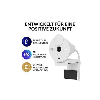 Logitech, Logitech -  Brio 300 Full HD Webcam – Kristallklare Bildqualität für professionelle Meetings, Weiss