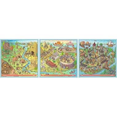 Ravensburger Verlag GmbH, Kinderpuzzle 100, 121, 144 Teile - Puzzle UP! Geschichte - Steinzeit, Altes Rom, Mittelalter