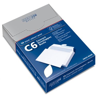 Mettler, METTLER Couvert ohne Fenster C6 6066-80-S50 80g,hochweiss,Kleber 50 Stk.