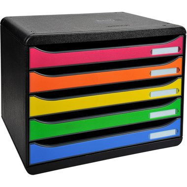 Biella, BIELLA Schubladenbox quer BIGBOX A4+ 030879802BID schwarz/Harlekin, 5 Schubl.
