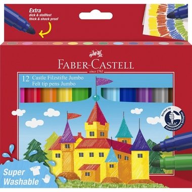 Faber-Castell, FABER-CASTELL Faserschreiber Jumbo 154311 12 Farben, super washable