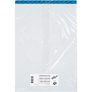 BÜROLINE, B&Uuml;ROLINE B&uuml;roblock weiss A4 725263 kariert, 70g, 4mm 5 St&uuml;ck