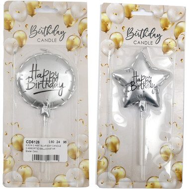 ROOST, ROOST Kerze Happy Birthday CD6126 2 St&uuml;ck in Silber assortiert