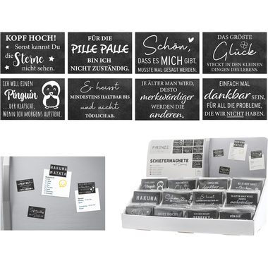 ROOST, ROOST Magnete Schiefer mit Spruch 10039650 12-fach assortiert