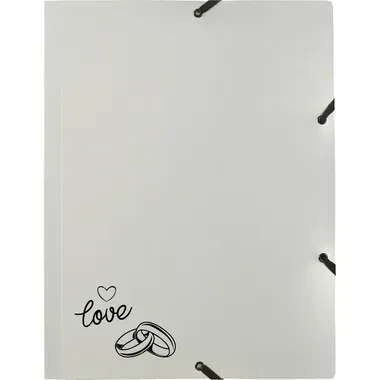 Kolma, KOLMA Gummibandmappe Wedding A4 11.179.07 opak silber,love