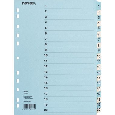NOVOOO, NOVOOO Kartonregister A4 40551 blau/beige 1-20