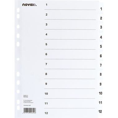 NOVOOO, NOVOOO Kartonregister weiss A4 40622 1-12