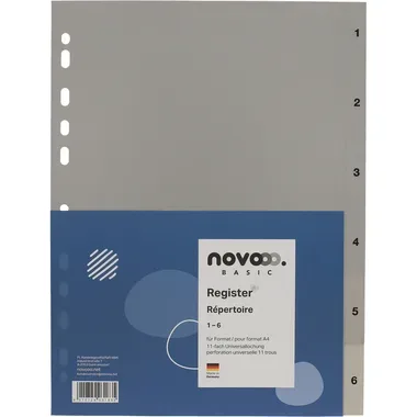 NOVOOO, NOVOOO Register PP A4 40933 grau 1-6