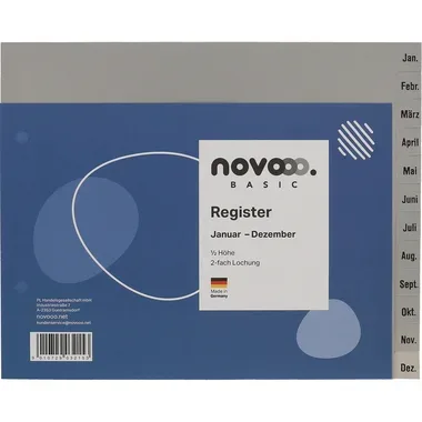 NOVOOO, NOVOOO Register PP 1/2 H&ouml;he 40966 grau Jan-Dez DE