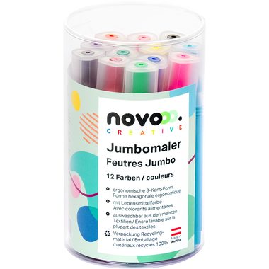 NOVOOO, NOVOOO Fasermaler Jumbo 0.5mm 96082000 assortiert, Runddose 12 St&uuml;ck