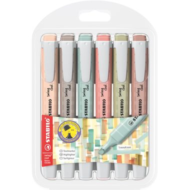 STABILO, STABILO Swing Cool Leuchtmarker 1-4mm 275/6-09 Nature, Etui 6 St&uuml;ck
