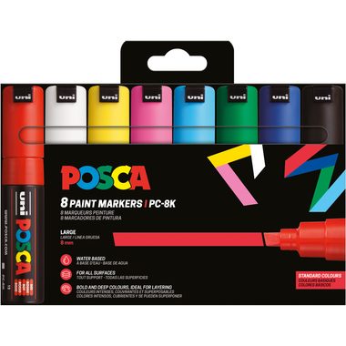 uni-ball, UNI-BALL Marker Posca 8mm PC-8K 8P 8 Farben ass.