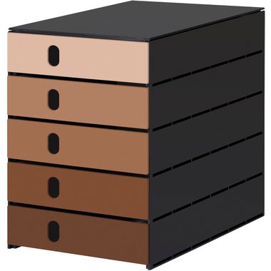 Styro, STYRO Systembox styroval &ouml;ko 14-8000.9mo mocca/schwarz 5 Schubladen