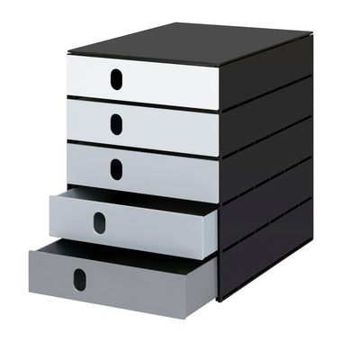 Styro, STYRO Systembox stryoval 24x33x32cm 14-8000.98 grau/schwarz 5 Schubladen