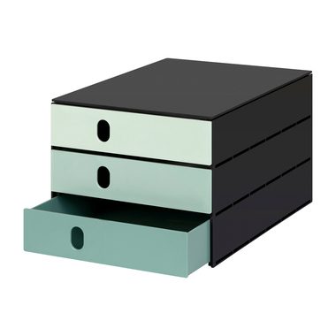 Styro, STYRO Systembox stryoval 24x33x20cm 14-8050.95 gr&uuml;n/schwarz 3 Schubladen