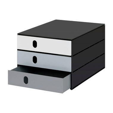 Styro, STYRO Systembox stryoval 24x33x20cm 14-8050.98 grau/schwarz 3 Schubladen