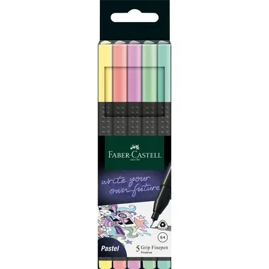 Faber-Castell, FABER-CASTELL Finepen Grip 0.4mm 151602 5 couleurs, Pastell