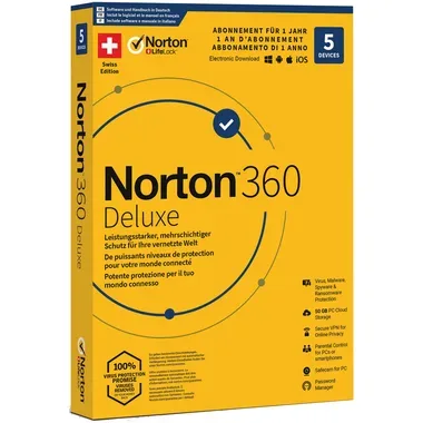 NORTON, Norton Virensoftware "360 Deluxe Box, 5 Device, 1" (Virenprogramm Lizenzschlüssel)