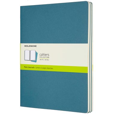 MOLESKINE, MOLESKINE Notizheft XL 3x 25x19cm 629636 blanko,lebhaftes blau,120 S.