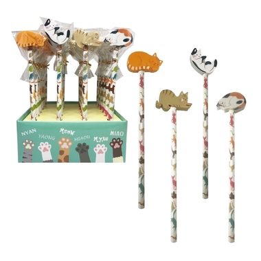 ROOST, ROOST Bleistift mit Radierer REA-1075 Katze, assortiert