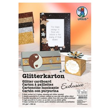 Ursus, URSUS Fotokarton Exklusive A4 62134699F 300g, glitzer, ass. 5 Blatt