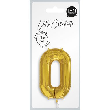 I am Creative, I AM CREATIVE Folienballon Zahl 0 85cm 1000-1055 gold