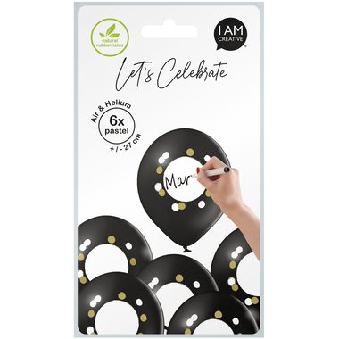 I am Creative, I AM CREATIVE Ballons DIY Beschriften 27cm 1000-1069 schwarz 6 St&uuml;ck