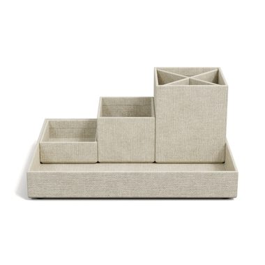 Bigso Box of Sweden, Bigso Box of Sweden - LENA Schreibtisch Organizer   Linnen Canvas, One Size, Grau