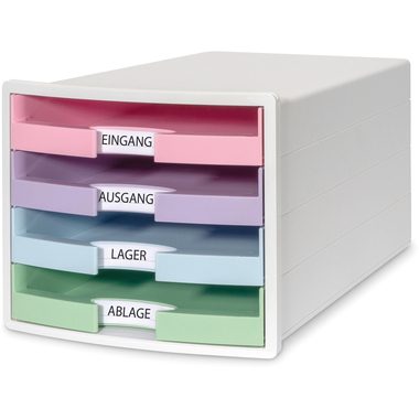HAN, HAN Schubladenbox IMPULS A4/C4 1013-129 weiss/pastell, 4 Schubladen