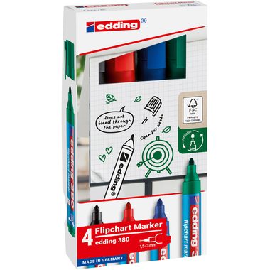 edding, EDDING Flipchart Marker 380 1.5-3mm 380-E4 4 Farben