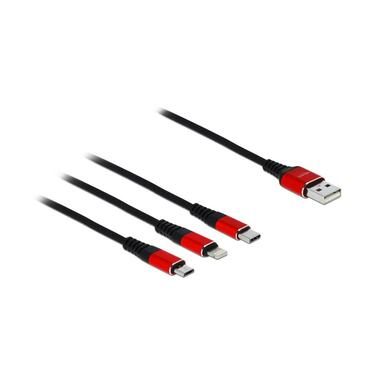 DeLock, Delock USB-Kabel USB 2.0 USB-A Stecker, USB-C® Stecker, USB-Micro-B Stecker, Apple Lightning Stecker 0.30 m Schwarz, Rot